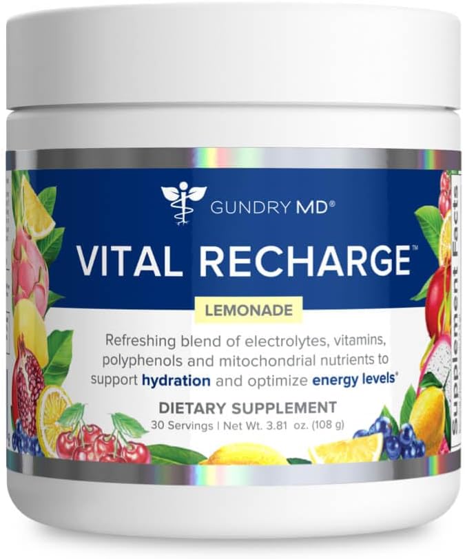 Gundry MD Vital Recharge Supplement Toz - Elektrolytes ile Gelişmiş Enerji Formula - Destekler ATP Supply - 30 Hizmet