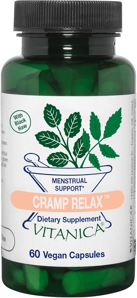 Vitanica Cramp Χαλαρώστε, εμμηνορρυσιακή υποστήριξη, Vegan, 60 κάψουλες - Pro Logo
