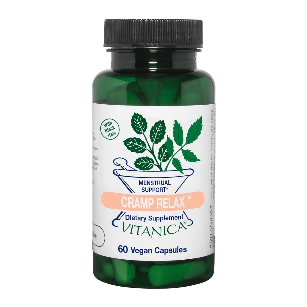 Vitanica Cramp Χαλαρώστε, εμμηνορρυσιακή υποστήριξη, Vegan, 60 κάψουλες - Pro Logo