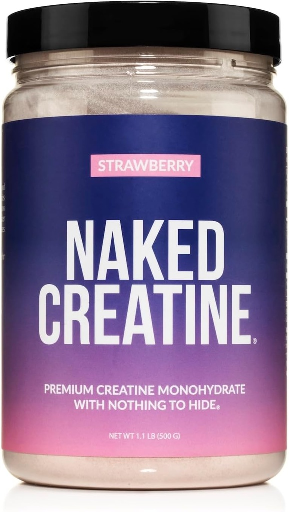 NAKED Tinatine - Strawberry Flavored Tinatine Monohidrat - Gerçek Strawberry Toz, Hiçbir Katkı, Kas Büyüme, Vegan, Non-GMO, Gluten Free, Soy Free - 45 Hizmetler