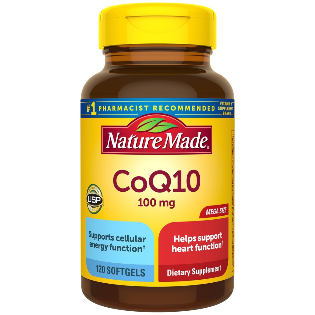 Nature Made CoQ10 100 mg, Diyetsel Supplement for Heart Health Support, 120 Softgels, 120 Day Supply