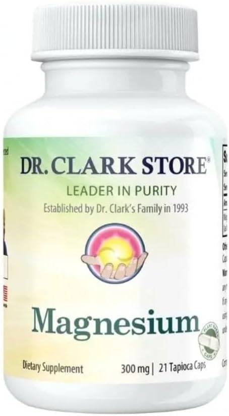 Dr. Clark Store Magnezyum - 300 mg, 21 Vegetarian Tapioca Capsules, Supports Bone Health, Regulates Heartbeat & Sağlıklı Kas Tone