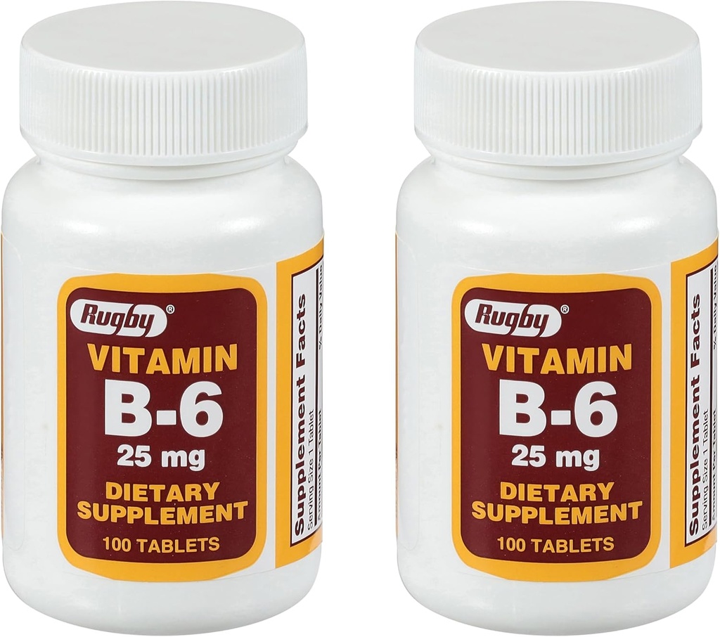 Rugby B-6 Tabletleri - B6 Vitamin 25 mg - Diyet Supplement - 100 Count (2 Pack)