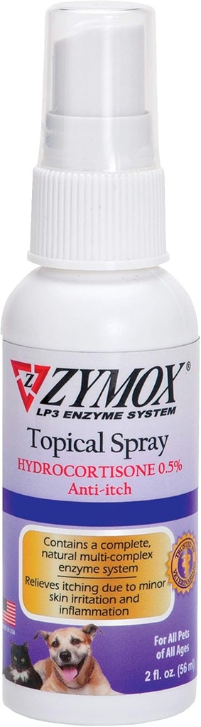 Zymox (OTC) Sprey w/Hydrocortisone% 0.5 , 2 Fl. Oz (Pack of 1)
