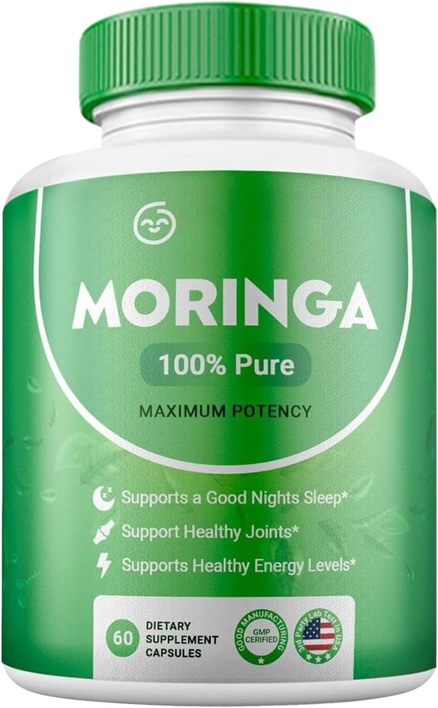 Moringa Toz Capsules Pure Nutrient-Rich Moringa Toz Destekleri Enerji Skin Health Gut Health Essential Vitamins Amino Asits (Pack of 1)