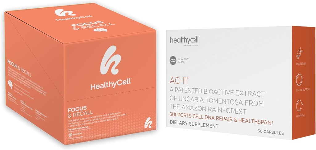 Sağlıklı Telomere Uzunluk Sağlıklı Aging Supplement + Focus & Recall Brain Supplement for Memory & Focus Sche
