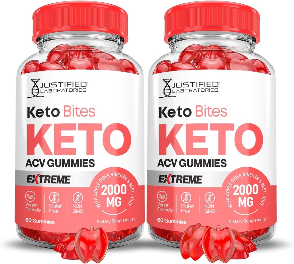 (2 Pack) Keto Bits Keto ACV Gummies Extreme 2000MG Keto Bites Keto Gummies Apple Cider Vinegar Formulated with Pomegranate Beet Juice B12 Vegan Non GMO 120 Gummys