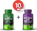ORZAX Saw Palmetto 2000 mg 120 Vegatable Capsules ve Milk Thistle Plus with Dandelion 120 Vegatable Capsule, Sche