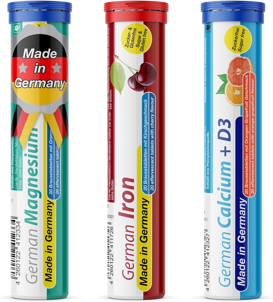 T&D German Mineral Plus Πακέτο 60 Μερίδες - Vegan, Zero Sugar - Ποτό Αναβράζοντα Δισκία - Σίδερο, Ασβέστιο, Μαγνήσιο Pharma - Κατασκευασμένο στη Γερμανία