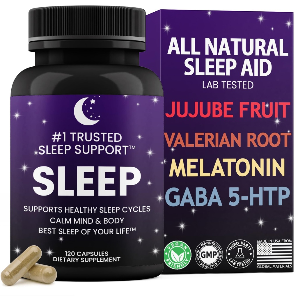 Yetişkinler için Doğal Uyku Yardımı Hayatınızın En İyi Uykusu GAValerian Root │GABA │5-HTP MeMelatonin Ha120 Non-Habit Formats │Lab Tested