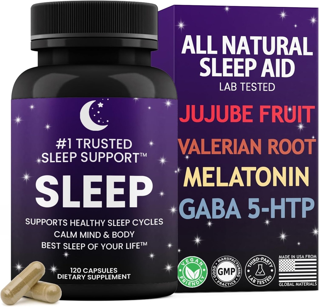 Yetişkinler için Doğal Uyku Yardımı Hayatınızın En İyi Uykusu GAValerian Root │GABA │5-HTP MeMelatonin Ha120 Non-Habit Formats │Lab Tested