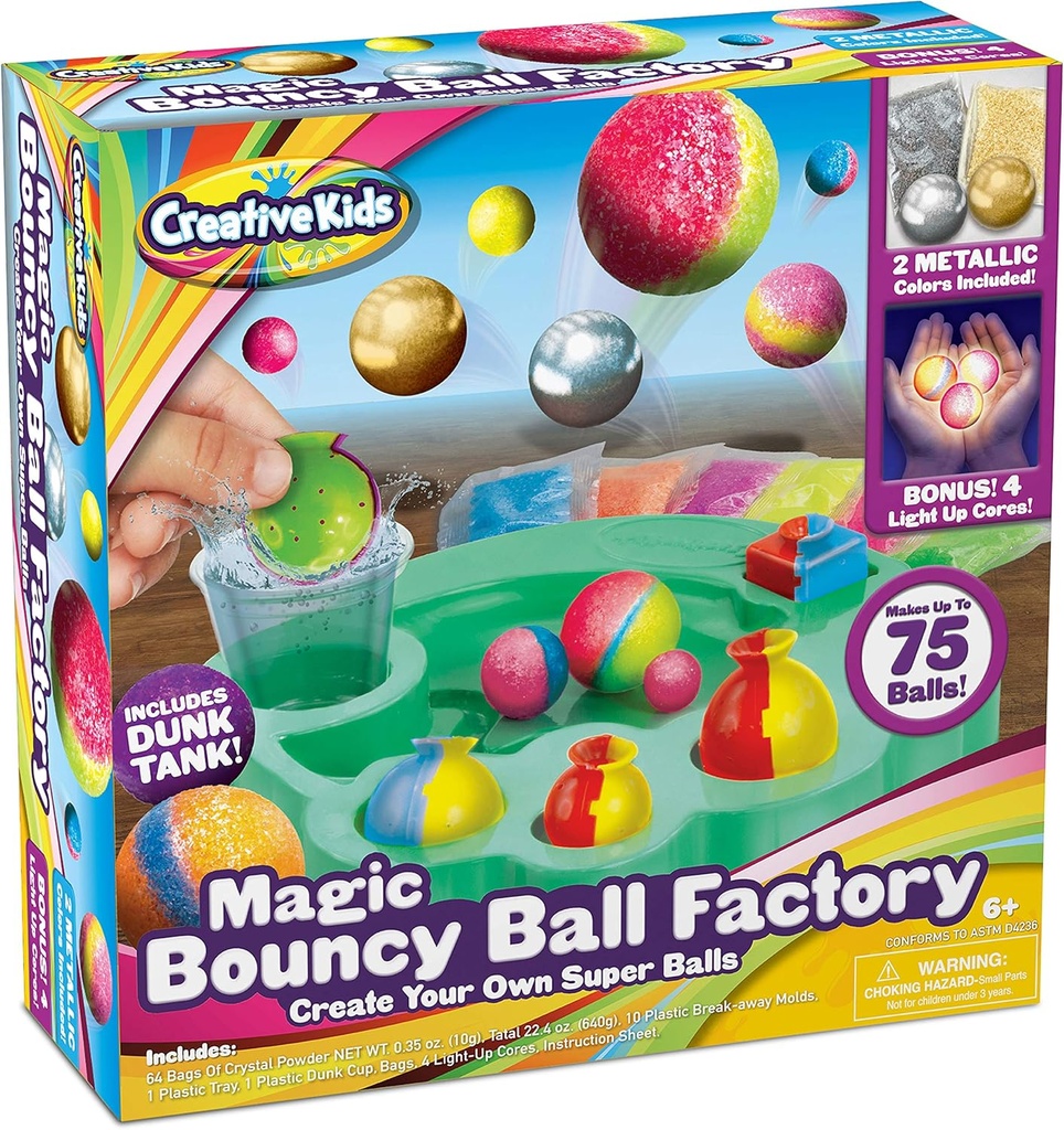 Magic Bouncy Ball Factory Set - Make 75 Εκπληκτικές μπάλες Bouncy, Light-Up Magic Balls! Επιστημονικά Κιτ για Παιδιά, Ιδανικά για Προγράμματα Επιστημών και Πάρτυ Επιστημών!