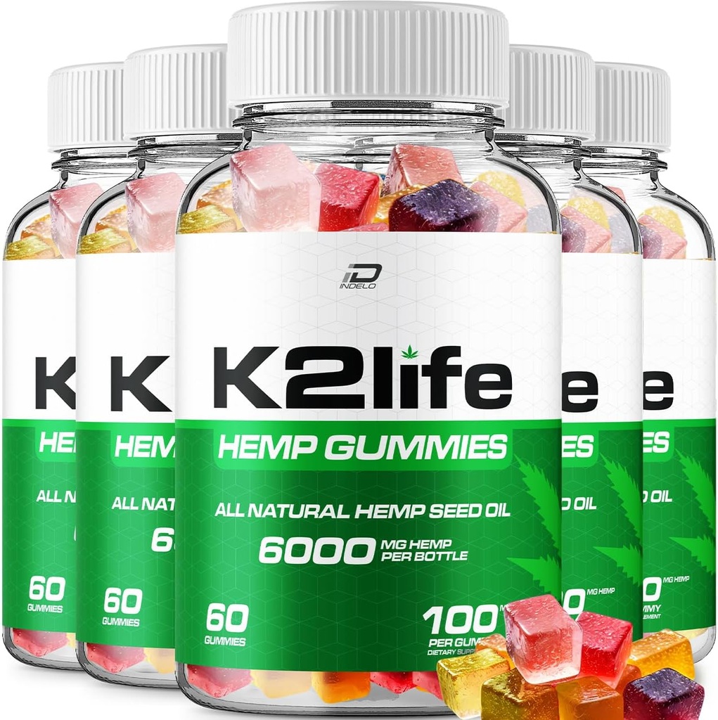 K2Life Hemp Gummies - Hemp Seed Extract K2 Life Hemp Gummies Tinnitus Herbal Supplement, Health and Wellness Support, All Natural K2Life Hemp Gummy Advanced Formula (5 Pack - 300 Gummies)