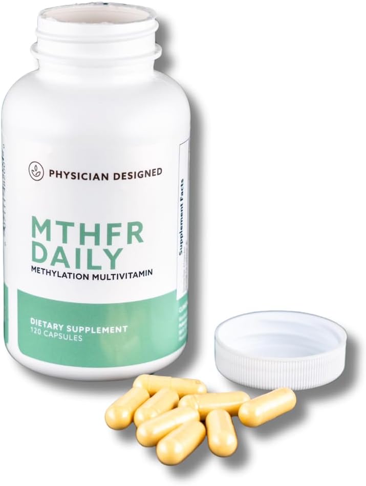 Doktor Tasarlanmış MTHFR Daily Multivitamin | Erkekler ve Kadınlar için Çokvitamin | Enerji, Mood, & Heart | Vitamin B-Complex | 120 Capsules