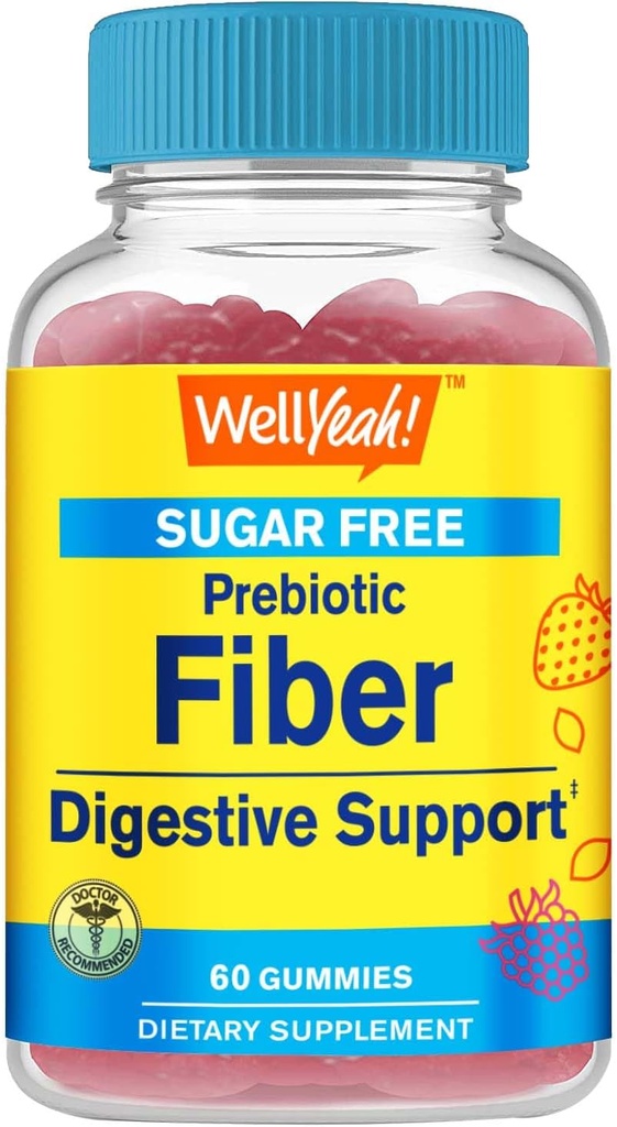 WellEvet Sugar Free Fiber Gummies for Yetişkinler (4g) / Digestive Supprt |Probiyotik Fiber Supplement | 60 Count