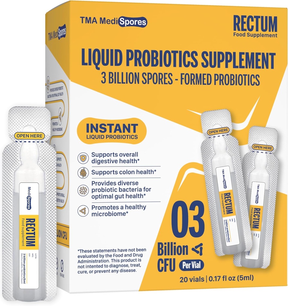 Rectum Soil-Based Probiyotik Liquid Support Gut Health*: Stomach Relief, Effects On Bloating,Immune & Support Long Lasting Digestive Health,Daily drink for Yetişkinler/Kids,20 vials (3 milyar CFUs/vial)