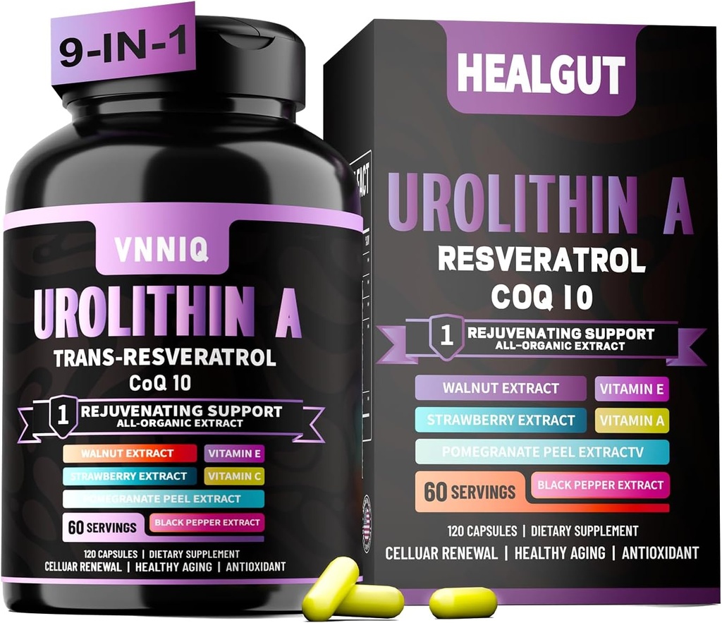 Λιποσωμική Ουρολιθίνη A Plus Κάψουλες-1200mg, Παρατεταμένη Κυτταρική Υγεία & Αντιγηραντική, Βιολογικά Συμπληρώματα Εκχύλισης Φυτών για Γυναίκες & Άνδρες,180 Κάψουλες-60