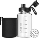 Glass Shaker Şişe,22oz BPA-Free Odorless Shaker Şişe ile 304 Paslanmaz Çelik Ball ve Reforce Temizlik Fırçaları Fitness Protein Mixes (1Pack) için Çekilir