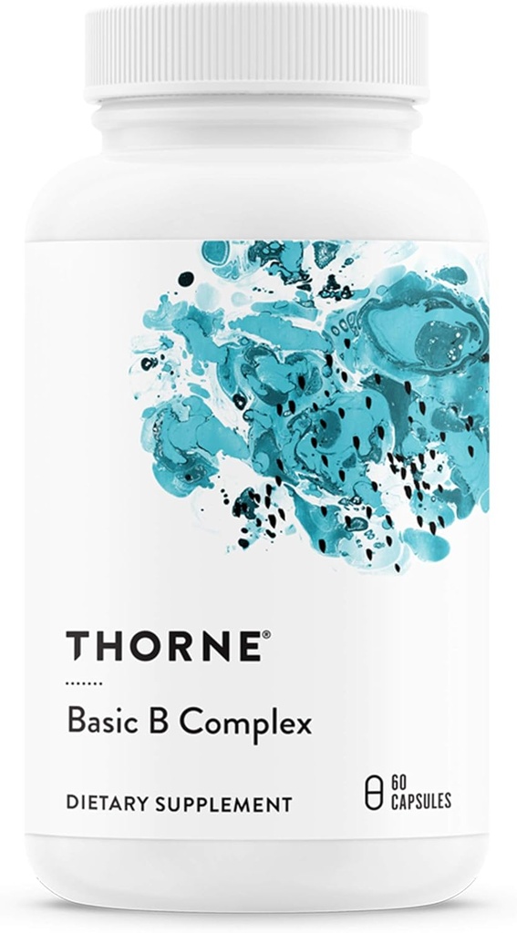 THORNE - Temel B-Complex - Choline ile B Kompleksi Vitamin B Kompleksi - Destek Hücre Enerji Üretimi, Beyin Sağlığı ve Kızıl Kan Hücresi Formasyon* - Gluten-Free - 60 Hizmetler