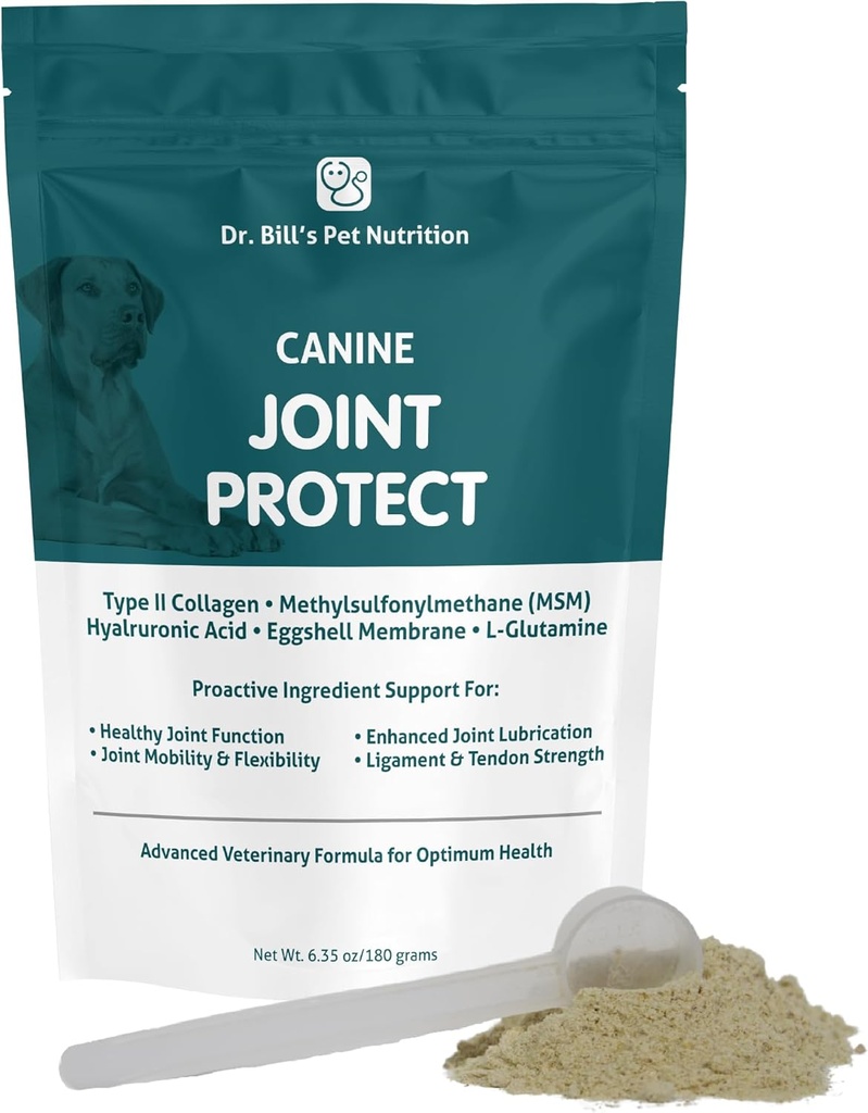Dr. Bill's Canine Ortak Koruma | Köpekler için Ortak Destek | Ligament & Tendon Strength | Collagen Type II, Hyaluronic Acid, Eggshell ve L-Glutamine
