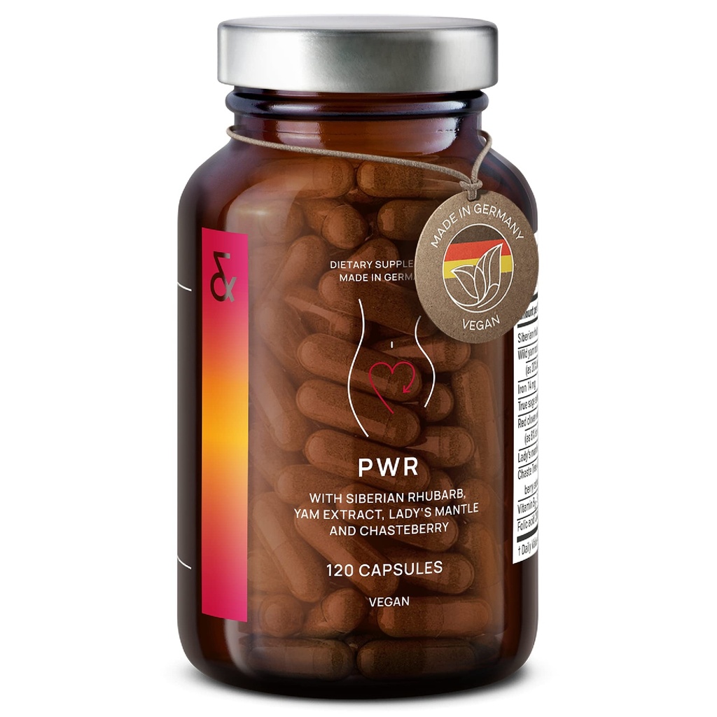 CLAV® Natural Hormonu Kadınlar için Denge - Sibirya Rhubarb, Wild Yam & Vitex Berry - Vegan Menstrual Düzenleme Tamam - 120 Capsulestrual Regulation Supplement - 120 Capsules