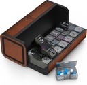 Pill Organizer 2 Times a Day, Am Pm Two Daily Pill Case, Detachable Large Travel Pill Box 7 Day, Weekly Pill Container for Vitamin Medicine Supplement Fish Oil (Brown)