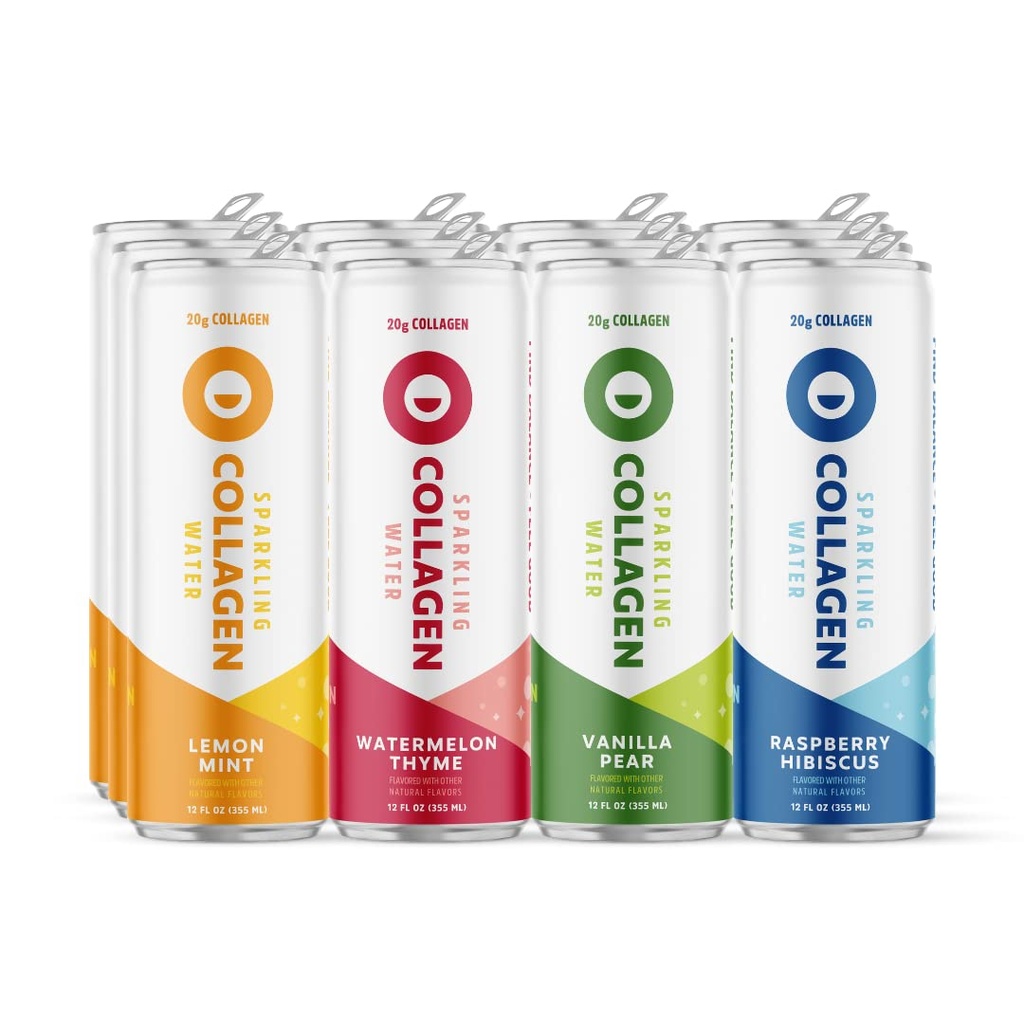 Circle Sparkling Collagen Water Diversity 12Pack. Coagen. ile donatılmış su içerek. 20g Of Collagen Peptide protein, Low Sugar, Keto Friendly