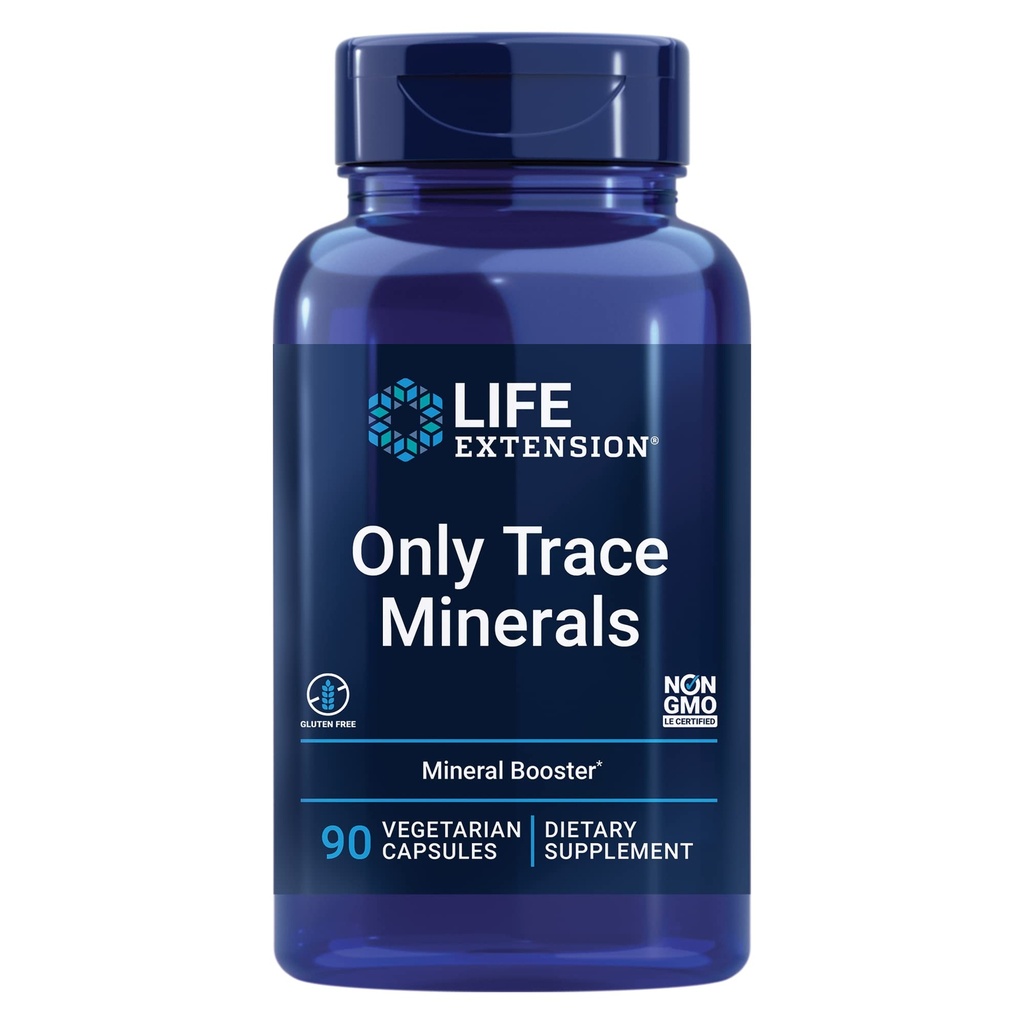 Life Extension Only Trace Minerals, Daily doz çinko, Chromium, Boron, Copper, Manganese, Valvedyl sulfate, Gluten-Free, Non-GMO, Vegetarian, 90 Capsules