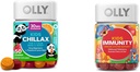 OLLY Kids Chillax, Magnezyum Gummies Plus L-Theanine, Lemon Balm & Kids Immunity Gummy, Immune Support, Wellmune, Elderberry, C, çinko, Chewable Supplement, Cherry - 50 Count