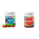 OLLY Kids Chillax, Magnezyum Gummies Plus L-Theanine, Lemon Balm & Kids Immunity Gummy, Immune Support, Wellmune, Elderberry, C, çinko, Chewable Supplement, Cherry - 50 Count