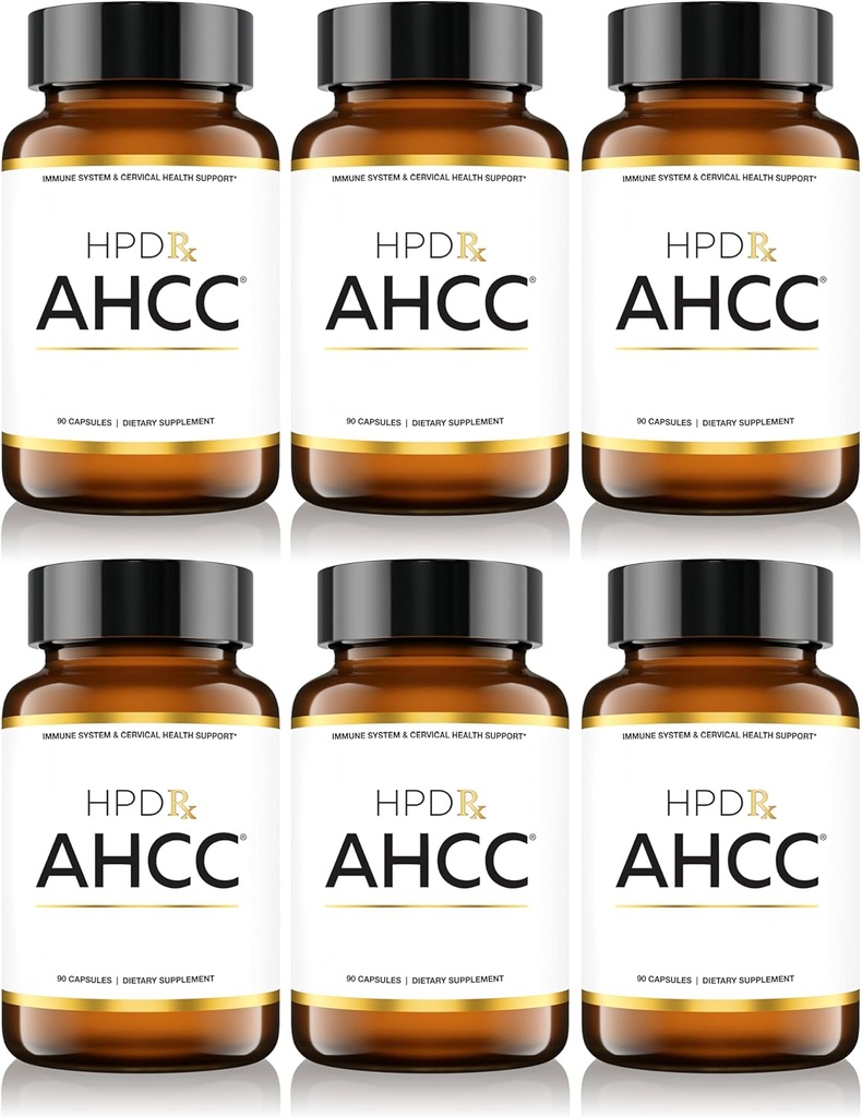 HPD Rx Premium AHCC & Shiitake Mushroom 1100 mg for Service Supplement, Natural Immunity Branson, Doğal Katil Hücre Aktivitesi | AHCC 30+ Çalışmalarda Provendir | 180-Day Supply, 6Pack