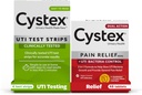 Cystex Urinary T Enfeksiyonu (UTI) Test Strips + Pain Relief: 4 Test Strips & 48 Capsules Pain Relief Medicine