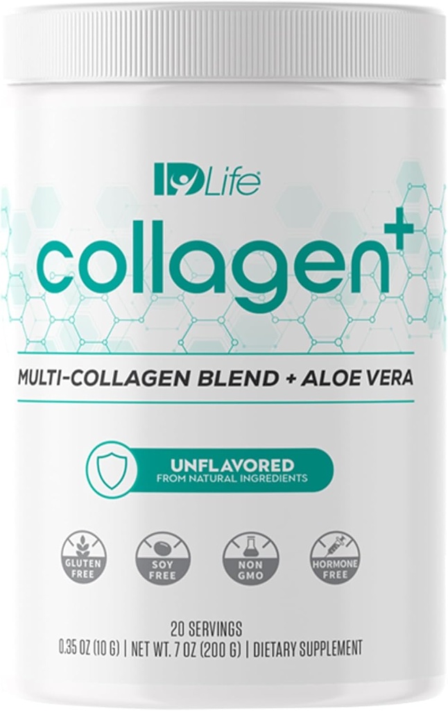 IDLife Collagen+ Powder Drink - Multi-Collagen Blend με Fulvic Acid & Aloe Vera - για υγιή μαλλιά, δέρμα, νύχια, αρθρώσεις & κόγχη - 20 εξυπηρετούν / 200g