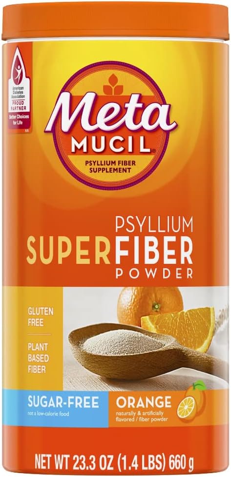 Metamucil Psyllium Sugar-Free Super Fiber Toz, Orange, 23.3 oz