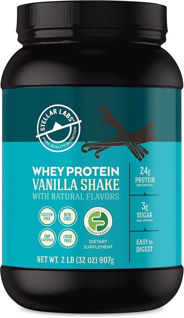 Stellar Labs BCAA's & Whey Isolate ile Whey Protein Tozu | Sertifikalı Low FSUNAP, GMO, Gluten Free, Soy Free, Low Carb, Chem, Stevia | All Natural Lean Post Workout Shakes | Vanilla