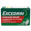 Migraine Belirtileri için Excedrin Migraine Relief Caplets, Acetaminophen 250 mg, aspirin 250 mg, Caffeine 65 mg, Pain Reliever, 24 Count Count Count