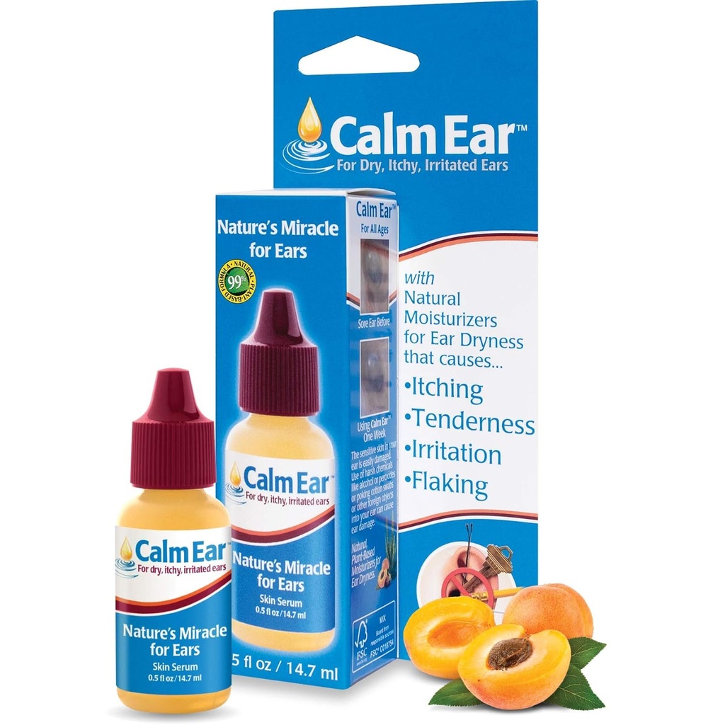 Miracell Calm Ear Drops 14.7 ml – Natural Relief for Itchy, Irritated & Dry Ears - Lubricates Earplugs & Hearing Aids
