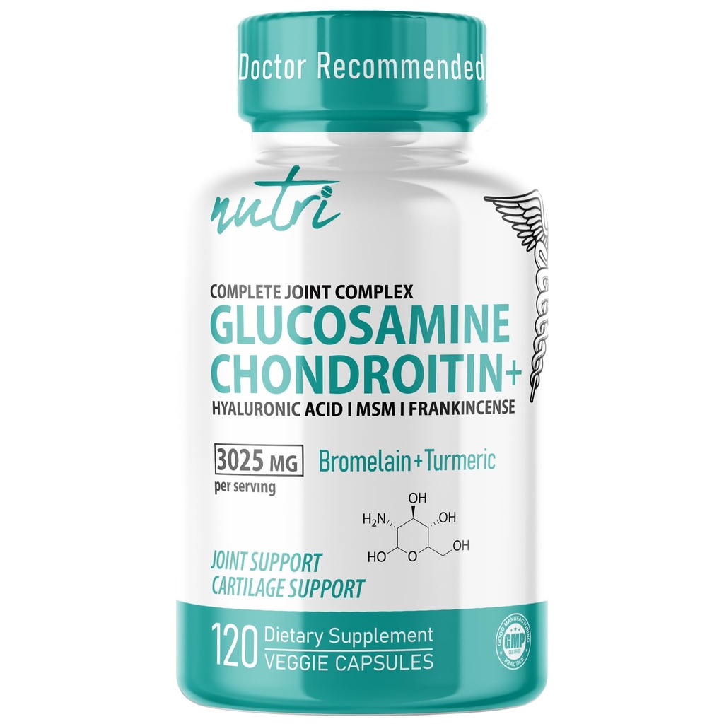 Nature's Fusions Glucosamine Chondroitin MSM Turmeric Boswellia - Ortak Destek Tamam - 120 Capsules - Chondroitin Sulfate Capsules - Hyaluronic Acid ile - Sağlıklı Kemikleri Destekler