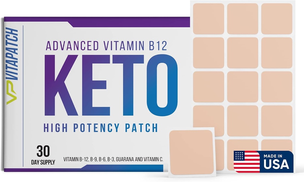 B12 Torchcobalamin ve Vitamin Guarana B12 Patch for Energy - 30 Day Supply Keto & Vitamin B12 Patches - ABD'de Made in the USA
