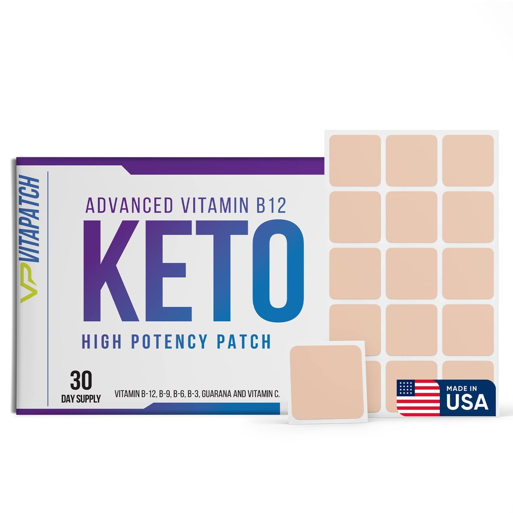 B12 Torchcobalamin ve Vitamin Guarana B12 Patch for Energy - 30 Day Supply Keto & Vitamin B12 Patches - ABD'de Made in the USA