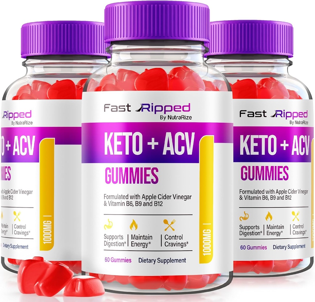 NutraRize (Üç Hızlı Ripped Keto+ACV Gummies, Gelişmiş Formula, Keto Apple Cider Vinegar, 1000MG Vitaminleri Tamam, maksimum Güçlü Gummy Yorumları (180 Gummies)