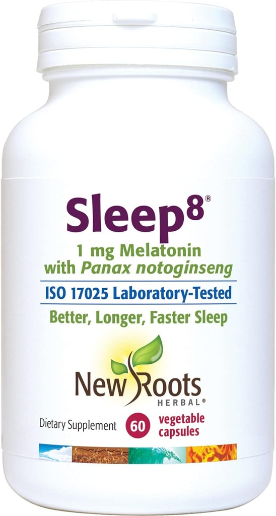 NEW ROOTS HERBAL Sleep Supplement, with Passion Flower, Chamomile, Hops, Panax Gingseng, Skullcap, Magnezyum, Melatonin (60 Veg Caps) | Natural Sleep Aid