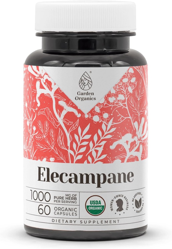 Elecampane USDA Organic 60 Capsules | High-Potency Natural Supplement | Certified Organic Vegetarian Capsules and Organic Elecampane (Inula Helenium) Dried Root (60 Capsules)