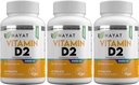 HAYAT Βιταμίνες Vegan Φυσική Βιταμίνη D 2400 IU, D2, Certified Hanal (πακέτο των 3)