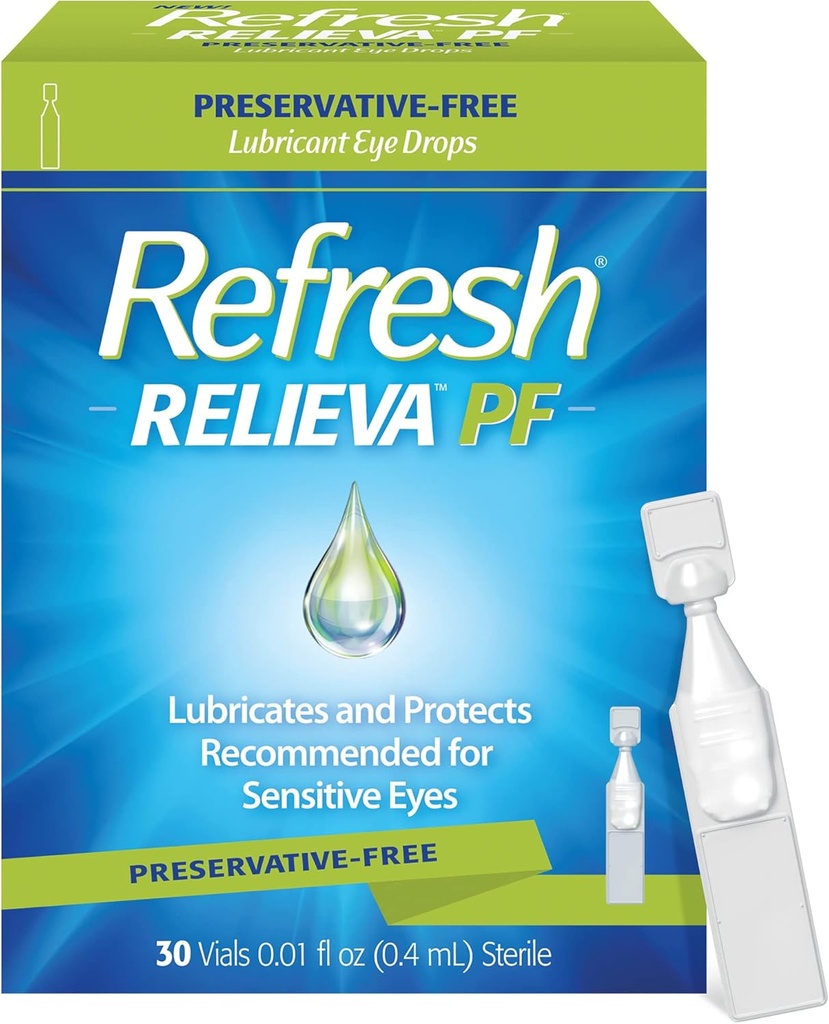 Relieva PF Lubricant Eye Drops for Kuru Eyes, Preservative-Free, 0.01 Fl Oz Single-Use Konteyners, 30 Count