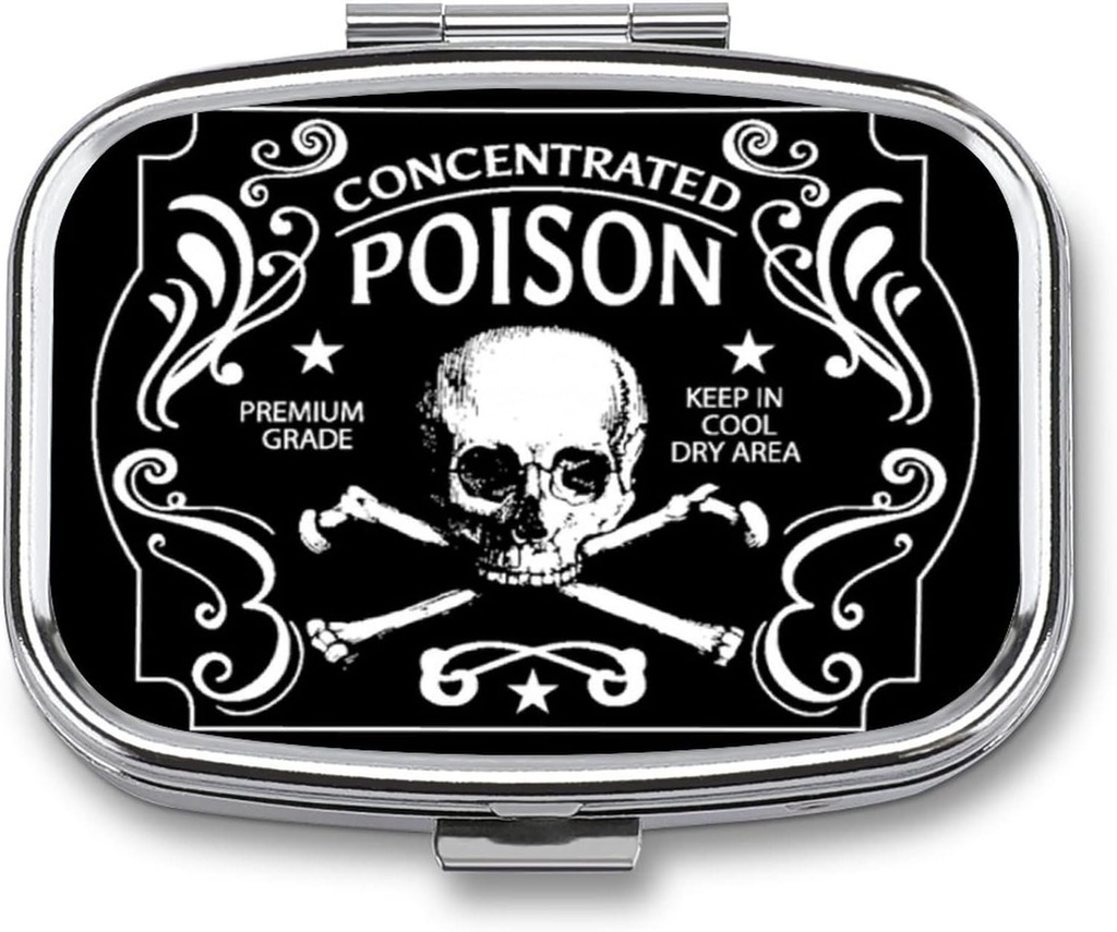 Metal 2tment Pill Organizer Travel Friendly Portable Compact Pill Box Cute Pill Case to Hold Vitamins/Fish Oil /Supplements/Meds/Tablet for Purse/Pocket (Concented Zehir) 1