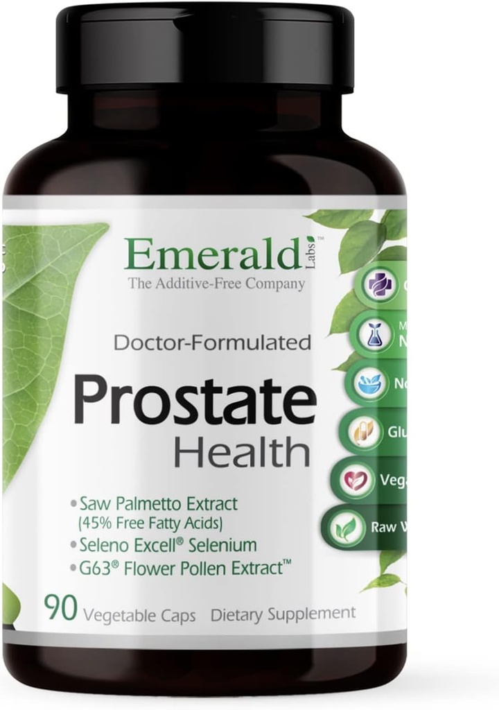 EMERALD LABS Prostate Health - Prostate Support Supplement with Saw Palmetto, Lycopene, Sting Nettle & More* - Vegan & Gluten-Free - 90 Sebze Capsules (30-Day Supply)