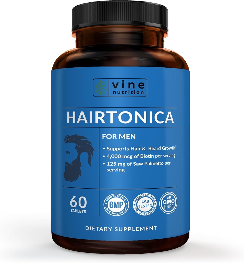 Hairtonica για τους άνδρες – συμπλήρωμα ανάπτυξης μαλλιών με Biotin, Collagen & Saw Palmetto – υποστηρίζει Thicker, ισχυρότερη μαλλιά & Scalp Υγεία – DHT Blocker – 30 ημέρες προσφοράς
