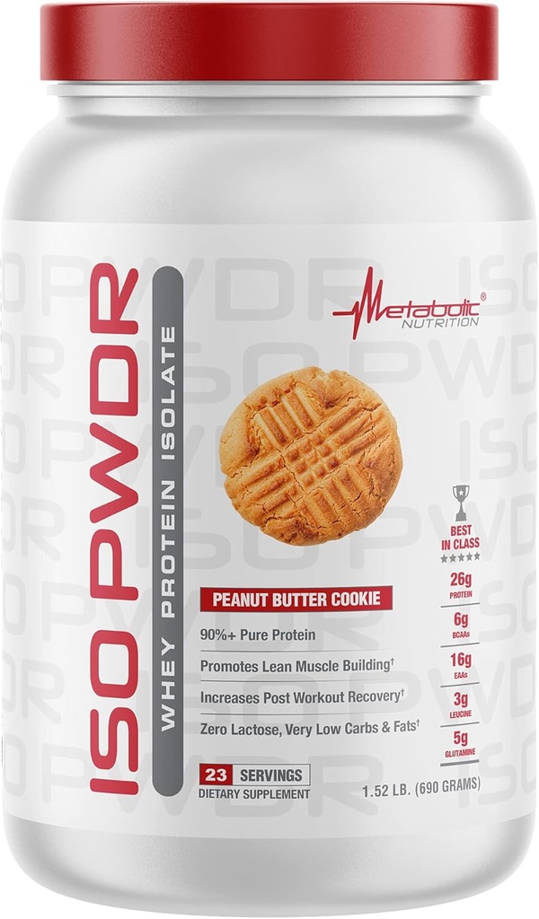 Metabolik Beslenme Whey proteini ISO PWDR Peanut Butter Cookie, 1.54lb, 23 Hizmet, 26g Protein, Hızlı Digesting, Zero Carbs, Delicious Flavor, Very Low Carbs & Fat, Zero Lactose