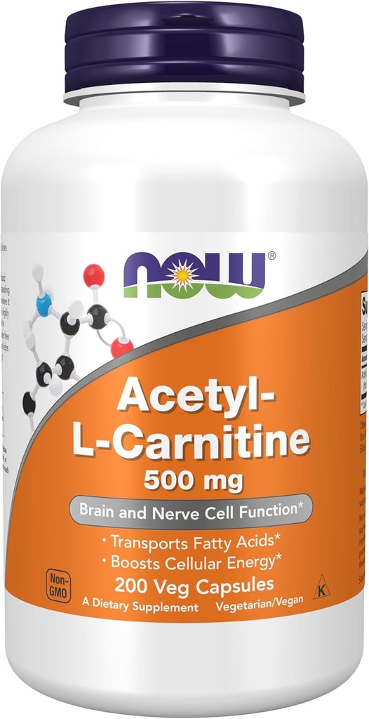 Şimdi Gıdalar Tamamlar, Acetyl-L Carnitine 500 mg, Amino Asit, Beyin ve Nerve Hücre Fonksiyonlu*, 200 Veg Capsules